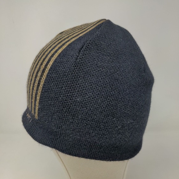 Calvin Klein Men's Beanie Hat Black 100% Acrylic Striped Spell Out - Picture 10 of 13